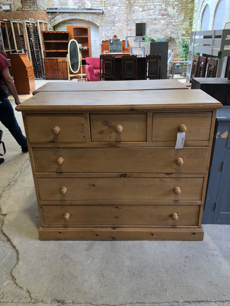 Solid Rustic Pine Large Chest of Drawers