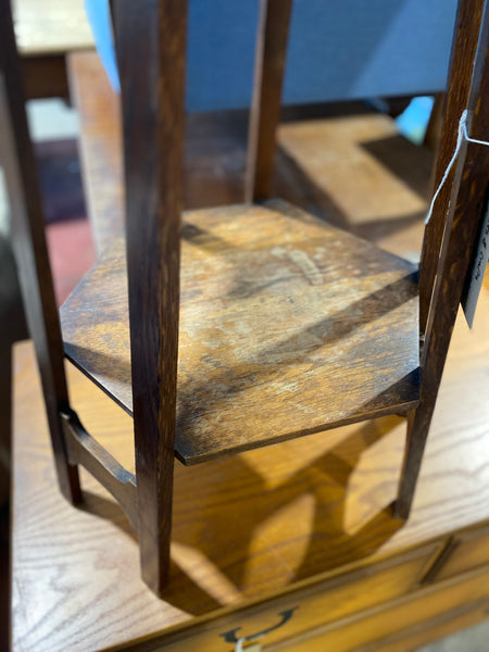Antique Oak Hexagonal Side Table