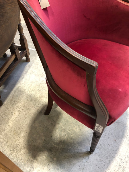 Vintage Red Velvet Carver Chair