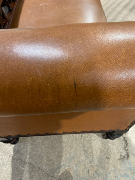 Mahogany & Leather Effect Antique Chaise Longue