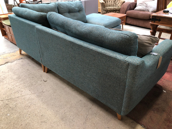 Contemporary Blue Fabric Corner Sofa