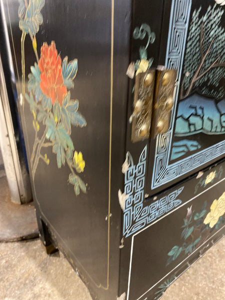 Chinese Mother of Pearl Black Lacquer Medicine Cabinet