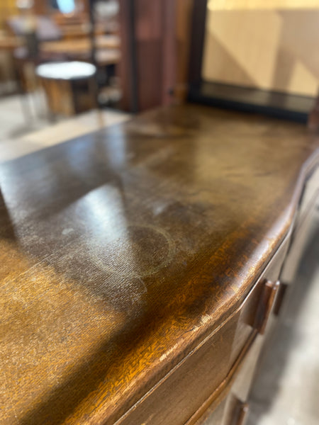Oak Veneer Art Deco Compact Sideboard