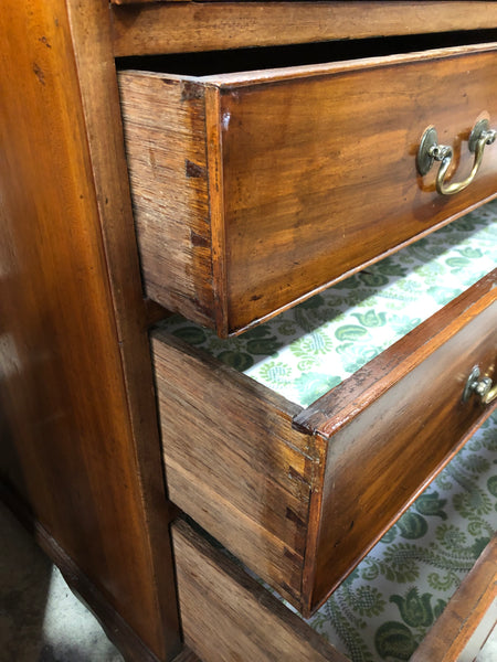 Vintage Oak Bureau with Polished Brass Hardware