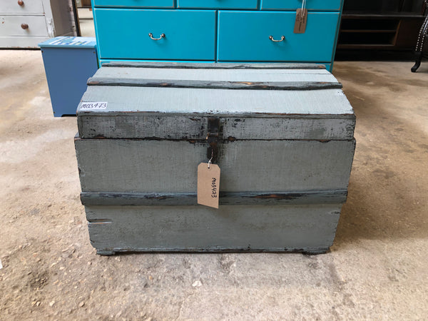 Blue Painted Wooden Chest