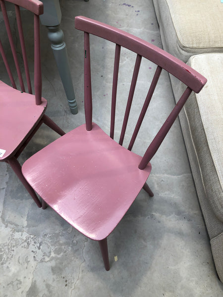 Pair of Pink Painted Dining Chairs