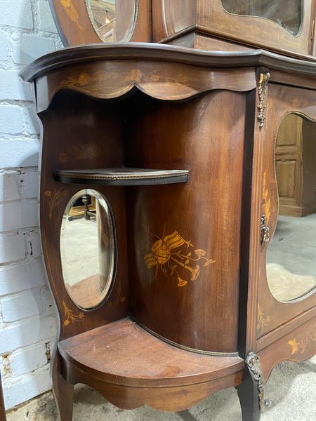 Edwardian Mahogany Marquetry Inlay Display Cabinet