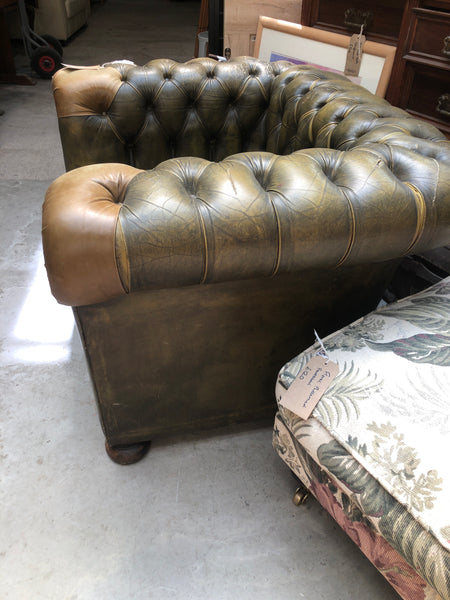 Green Leather Chesterfield Club Chair - PROJECT