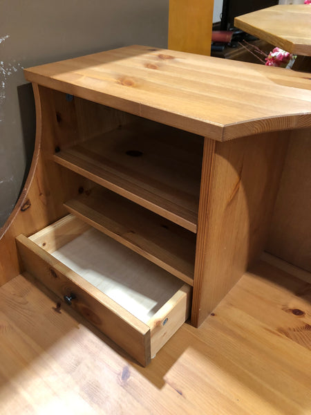 Pine Desk with Computer Storage On Wheels