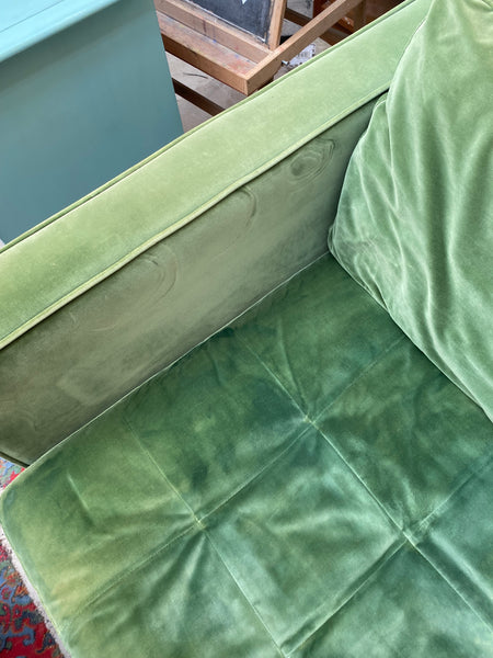 Green Velvet Sofa & Ottoman
