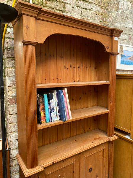 Solid Pine Bookcase with Cupboard
