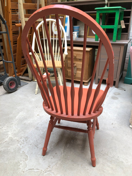 Peach Painted Wooden Windsor Armchair