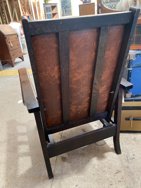 Oak and Leather Antique Recliner