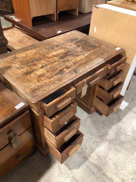 Antique Solid Wood Pedestal Desk