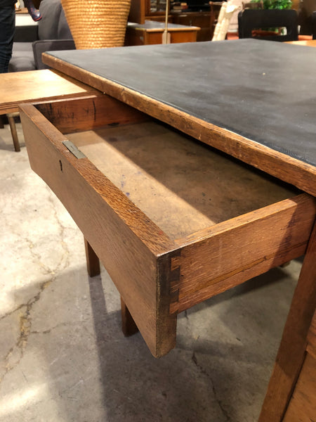Vintage Oak Pedestal Teachers Desk