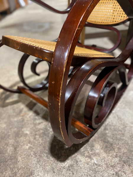 Early 20th Century Bentwood and Cane Rocking Chair