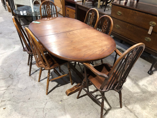 Dark Wooden Ext. Dining Table & 6 Chairs