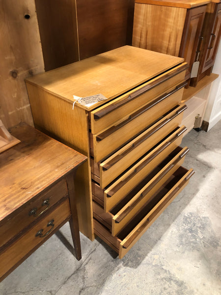 Mid Century Contrasting Wood Chest of Drawers