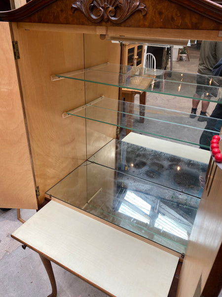 Vintage Queen Anne Style Walnut Drinks Cabinet