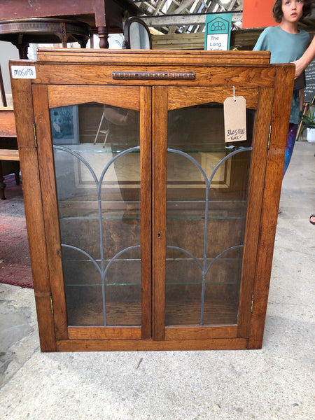 GHC - Antique Glass Fronted Small Oak Display Cabinet