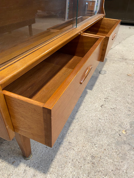 Mid Century 2 Drawer Teak Display Bookcase