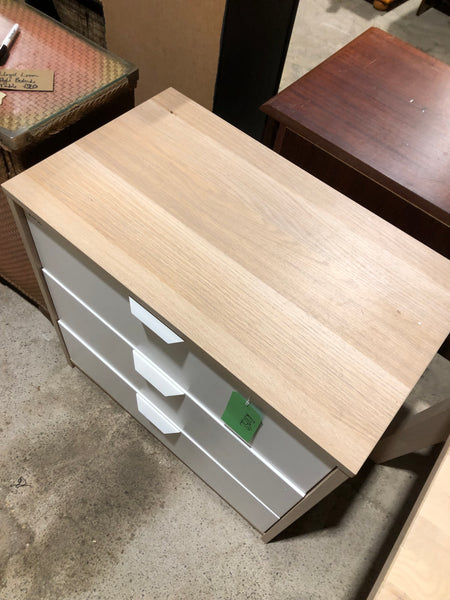 GHC - REF - Chest of 3 White & Veneer Drawers