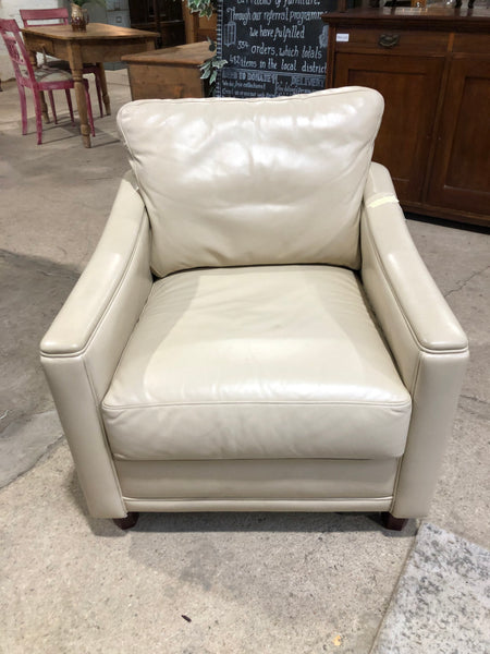 Cream Faux Leather Armchair
