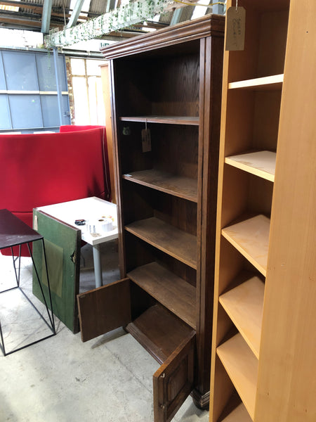 Dark Wood Bookshelf with Cupboard
