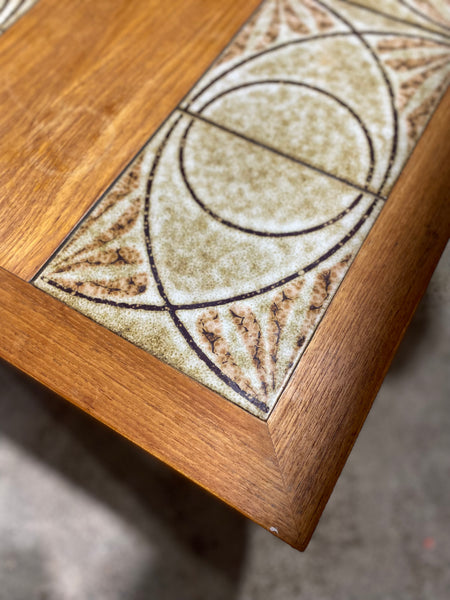 Large Vintage Teak Tiled Top Coffee Table