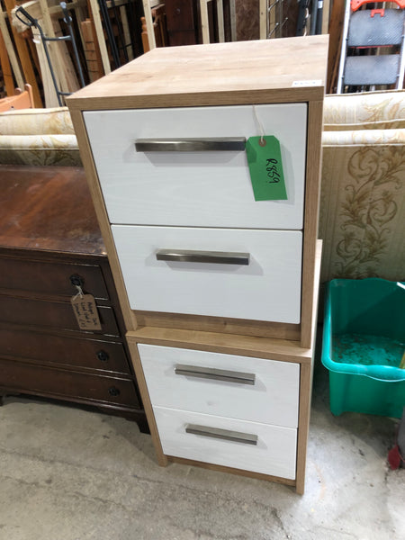 Pair of John Lewis White & Veneer Bedside Drawers