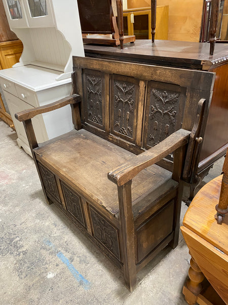 Antique Oak carved Monk’s Bench