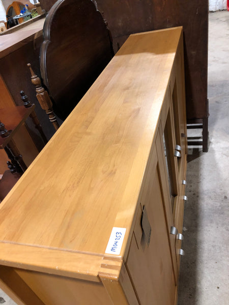 Wooden Sideboard with Square Decorative Glass Detail