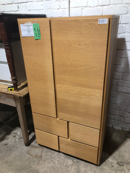 REF - Solid Oak Compact Wardrobe