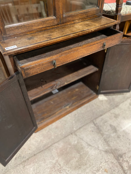 Antique Stained Oak Glazed Top Dresser