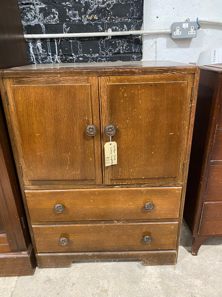 Vintage Oak Veneer Linen Cupboard