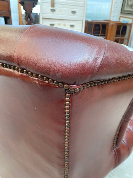 GHC - Chesterfield Style Oxblood Leather Wingback Armchair