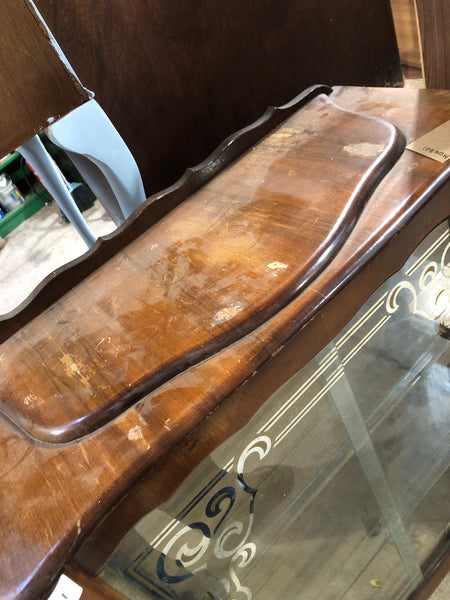 Vintage Glass Display Cabinet With Two Shelves