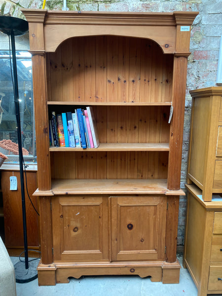 Solid Pine Bookcase with Cupboard