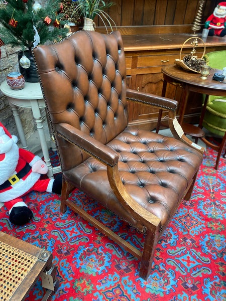 Faux Leather Buttonback Armchair