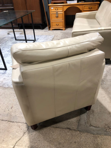 Cream Faux Leather Armchair
