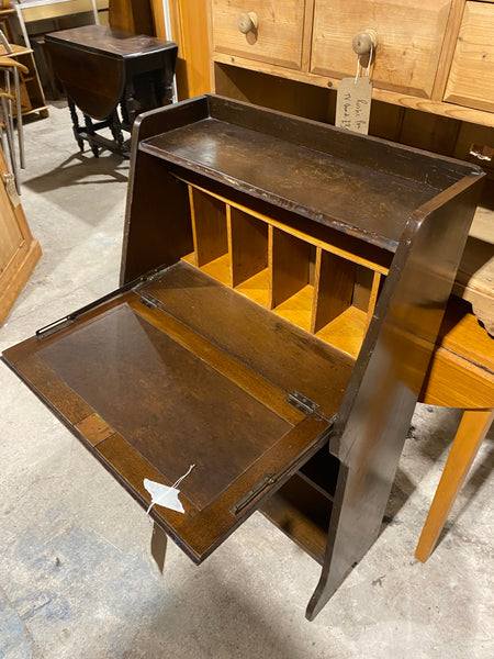 Narrow Vintage Oak Bureau