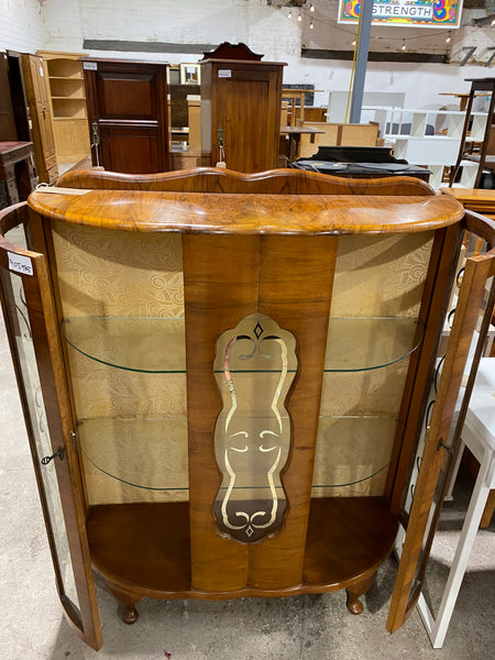 Art Deco Walnut Display Cabinet