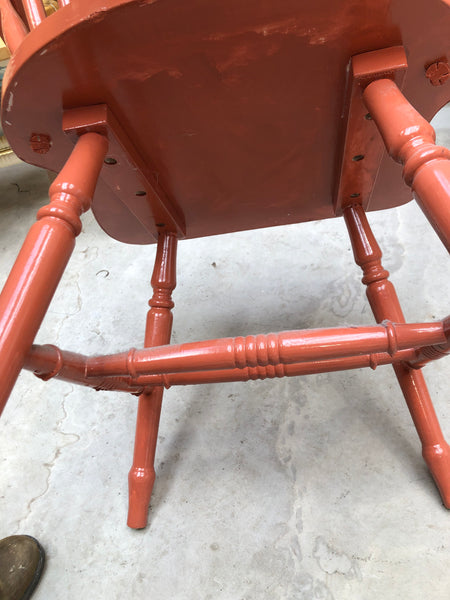 Peach Painted Wooden Windsor Armchair