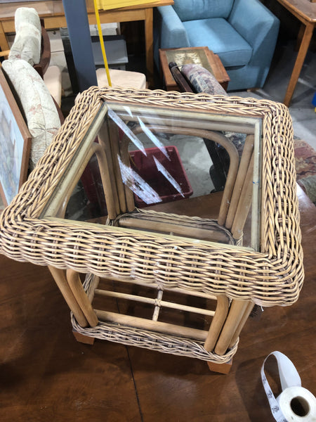 Bamboo & Glass Side Table