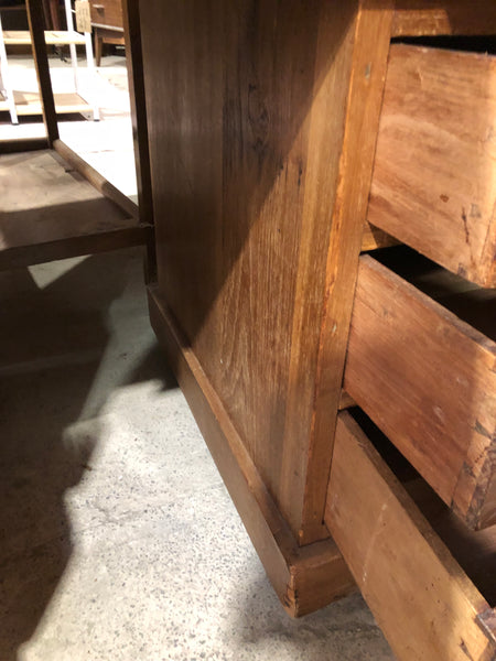 Antique Solid Wood Pedestal Desk