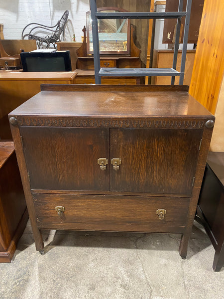 Art Deco Vintage Oak Linen Cabinet