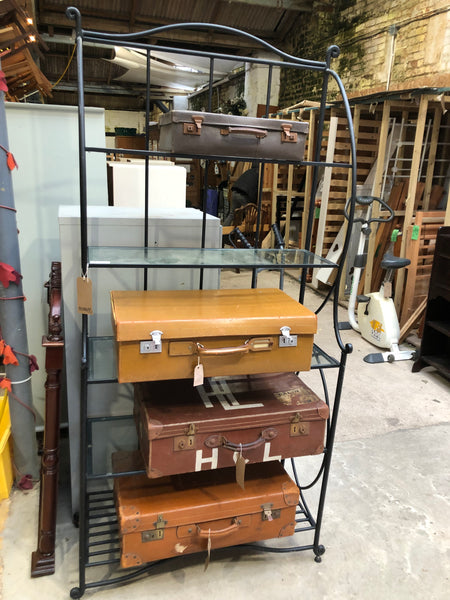 Tall Metal & Glass Shelving Unit