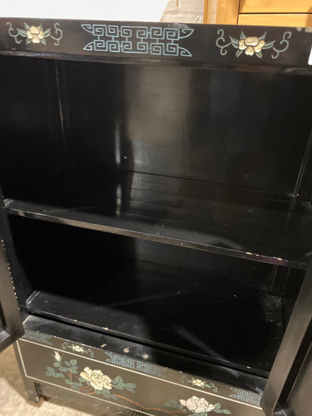 Chinese Mother of Pearl Black Lacquer Medicine Cabinet