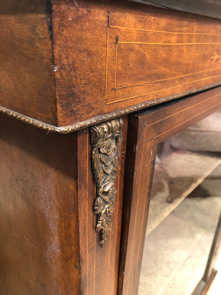 Antique Pier Cabinet with Inlaid & Brass Detailing