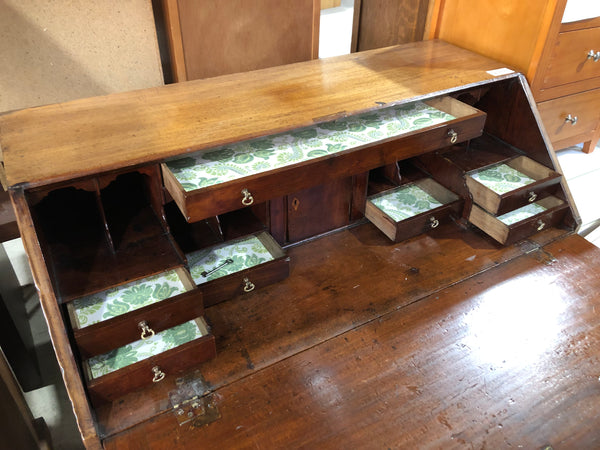 Vintage Oak Bureau with Polished Brass Hardware